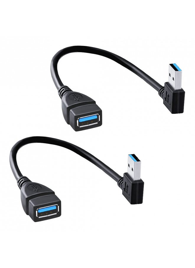 Oxsubor SuperSpeed USB 3.0 Male to Female Extension Data Cable Left and Right Angle 2PCS (20CM,8IN)