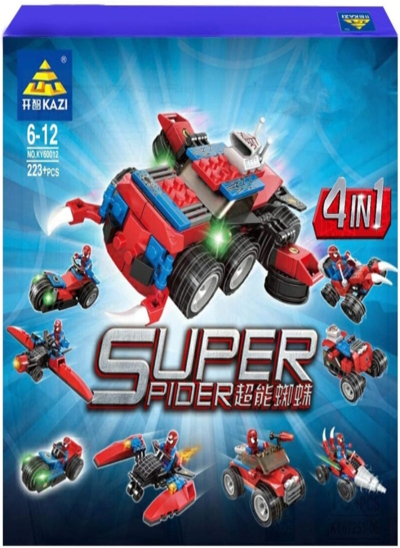 New KazI 60012 with Box 4 in 1 Super Hero Spiderman Playmobile Building Block Toys Set