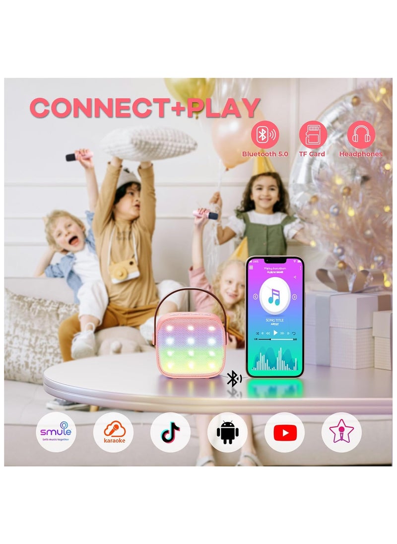 Mini Karaoke Speaker for Adults, kids , Portable Bluetooth Speaker with 2 Wireless Microphones, 18 Pre-Loaded Songs Toys Birthday Gift for Girls and Boys