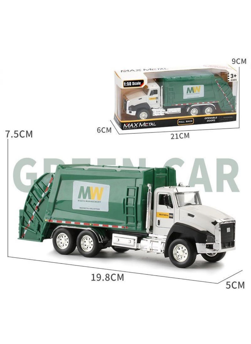 Max Metal Die-Cast Transport Vehicles Truck Toys (3 Pack) 1:50 Pull Back Metal Model (Set W) Garbage Truck, Oil Tanker Truck and Delivery Truck