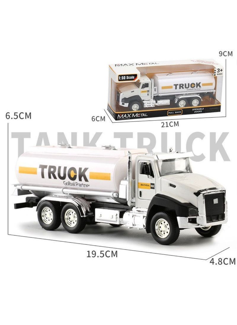 Max Metal Die-Cast Transport Vehicles Truck Toys (3 Pack) 1:50 Pull Back Metal Model (Set W) Garbage Truck, Oil Tanker Truck and Delivery Truck