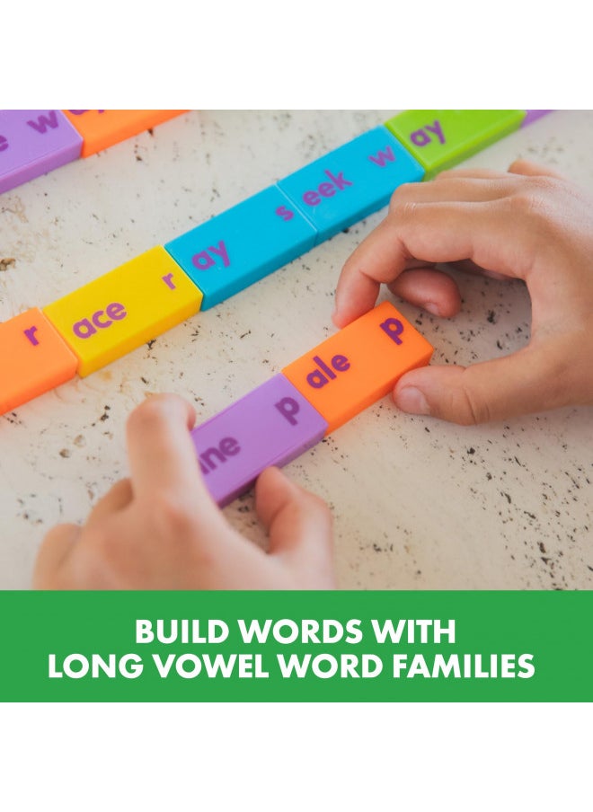 Educational Insights Phonics Dominoes Long Vowels - Manipulative for Classroom & Home, Set of 84 Dominoes in 6 Colors, Ages 6+