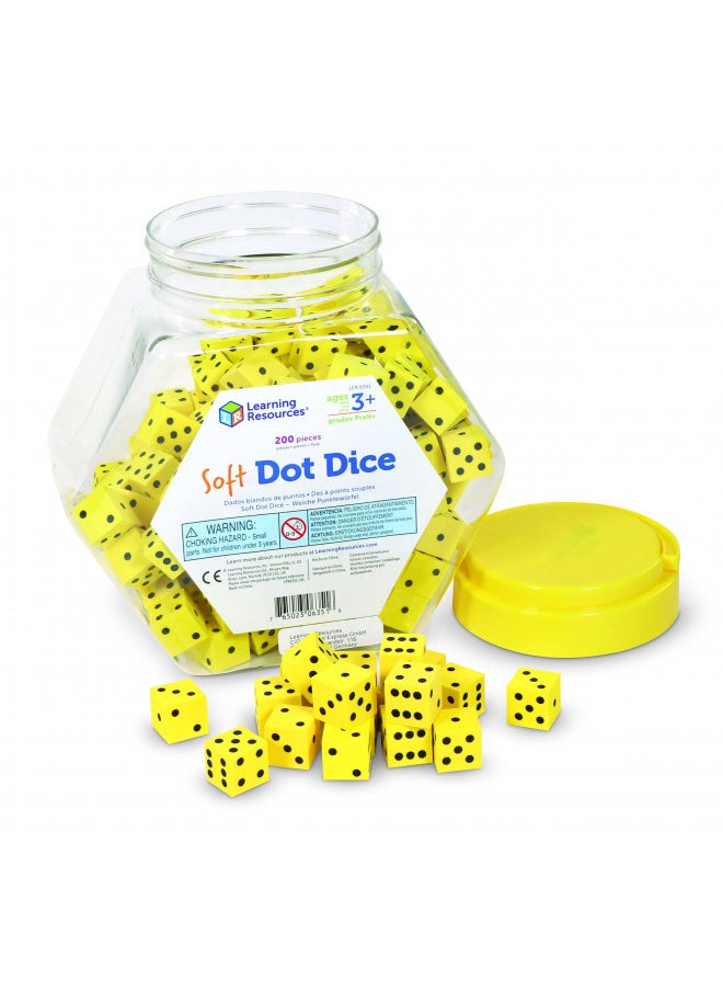 Learning Resources Hands-On Soft Dot Dice Bucket, Set of 200, Ages 3+, Classroom or Homeschool Supplies, Back to School Supplies,Teacher Supplies