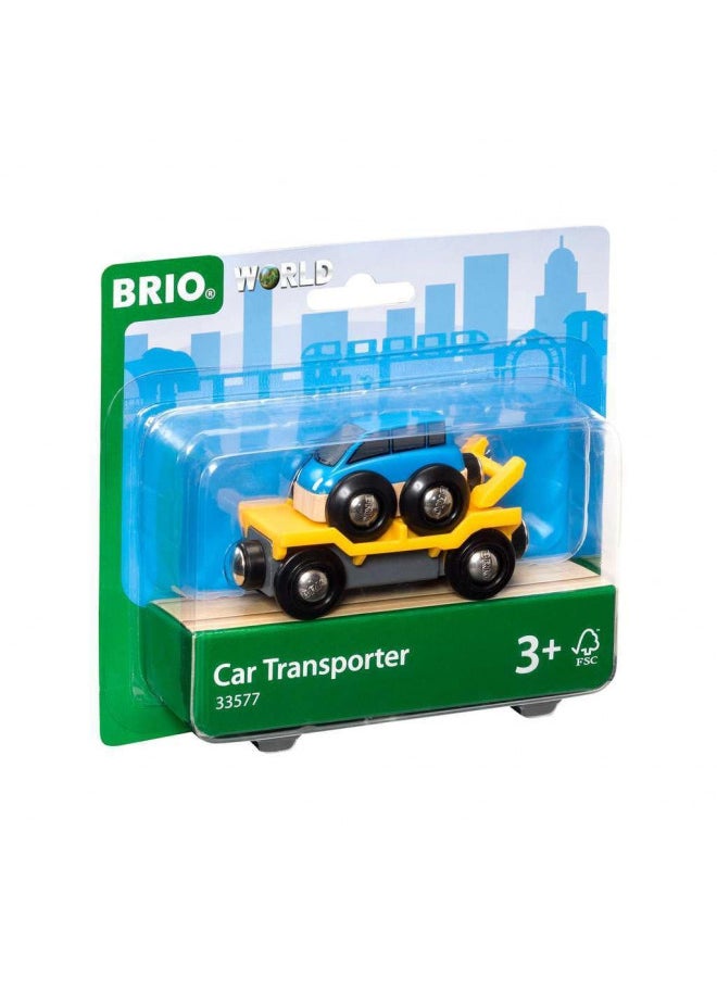 Brio World 33577 - Car Transporter - 2 Piece Wooden Toy Train Accessory for Kids Ages 3 and Up