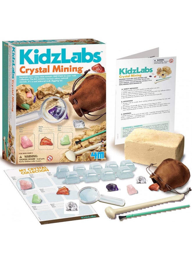 4M Kidzlabs Crystal Mining Kit, DIY Science Kit - Dig for gem Stones, For Boys & Girls Ages 5+