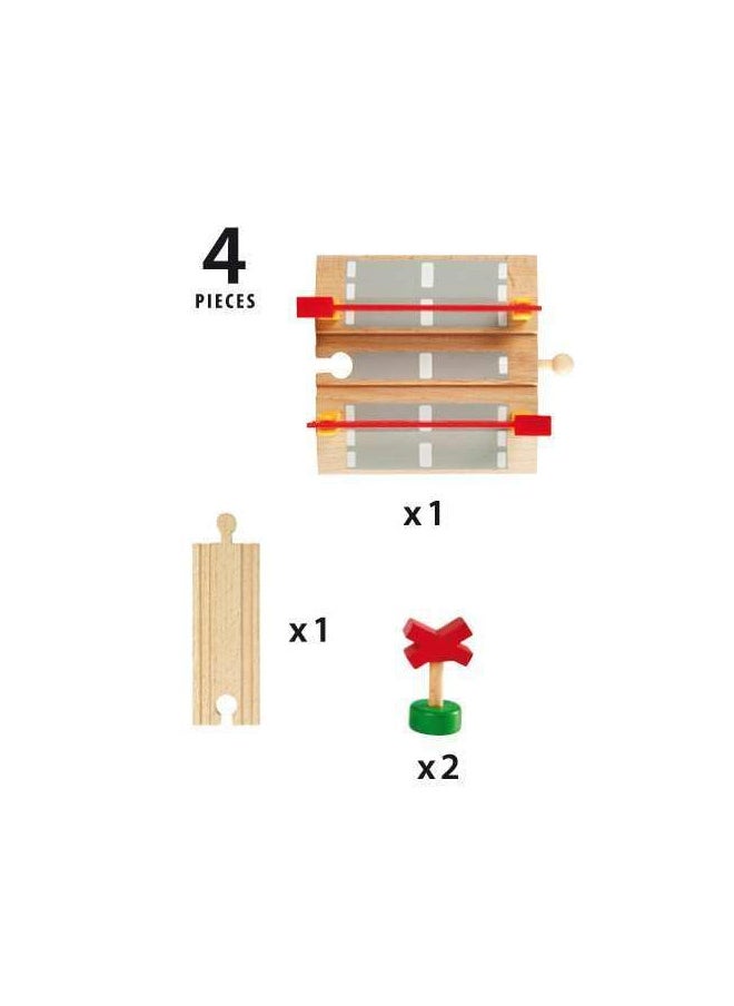 BRIO World 33388 - Railway Crossing - 4 Piece Wooden Toy Train Accessory for Kids Ages 3 and Up