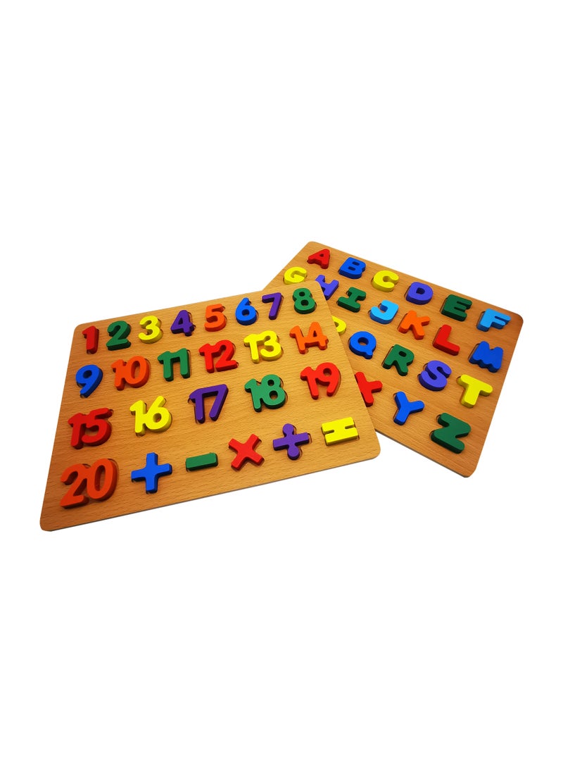 Play and Learn Alphabet and Number Wooden Blocks for Toddlers, Learning Blocks  Wooden ABC and 123 for Toddlers (2 packs)