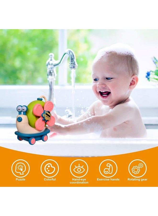 Suction Cup Spinner Toys Sensory Montessori Educational Toys Cute Animal Food Grade Silicone Baby Bath Toys Convertible Push-And-Go Car Learning Activities Gifts For Kids (Pink)