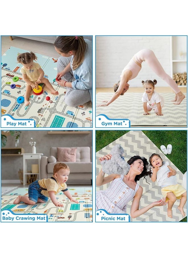 Extra Large Reversible Baby Play Mat, Bpa Free Learning & Crawling Foldable Foam Mat (6X5 Ft, 0.6Cm Thickness)(Multicolor)