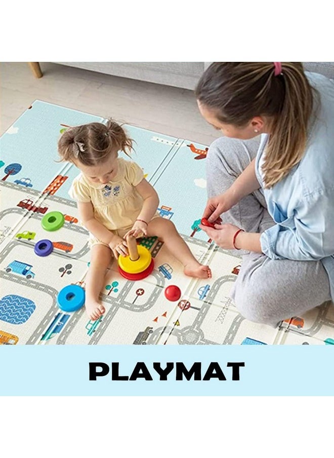 Extra Large Reversible Baby Play Mat, Bpa Free Learning & Crawling Foldable Foam Mat (6X5 Ft, 0.6Cm Thickness)(Multicolor)