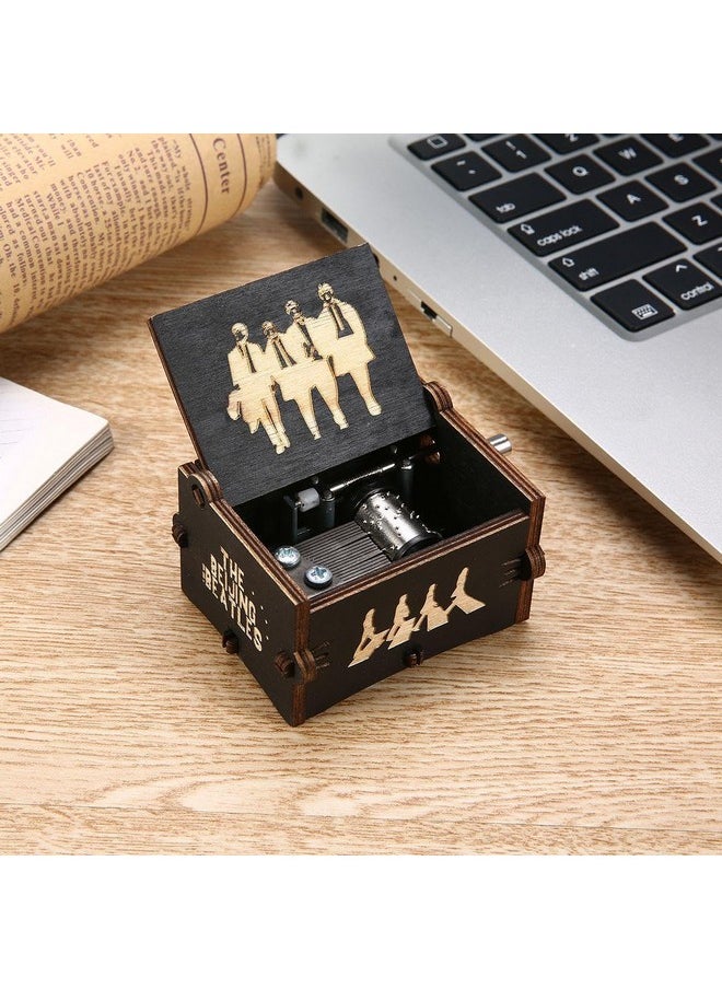 Beatles Music Box Hand Crank Musical Box Beatles Theme Carved Wooden Music Boxes Gift For Kids Friends Family Musicalbox The Beatles Rock Band Musicbox