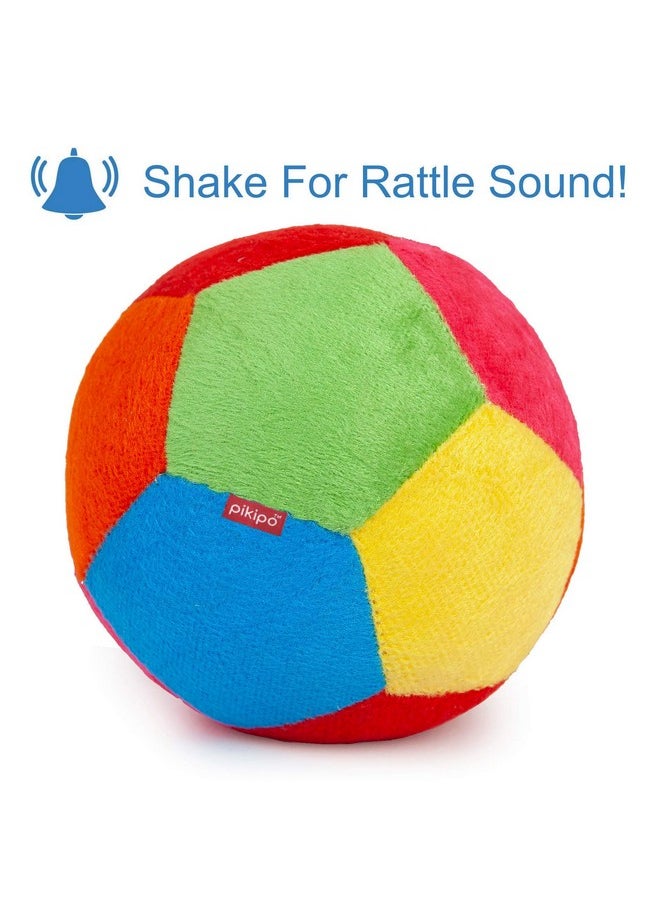 Multicolor Stuffed Soft Ball With Rattle Sound (Small, 11Cm)