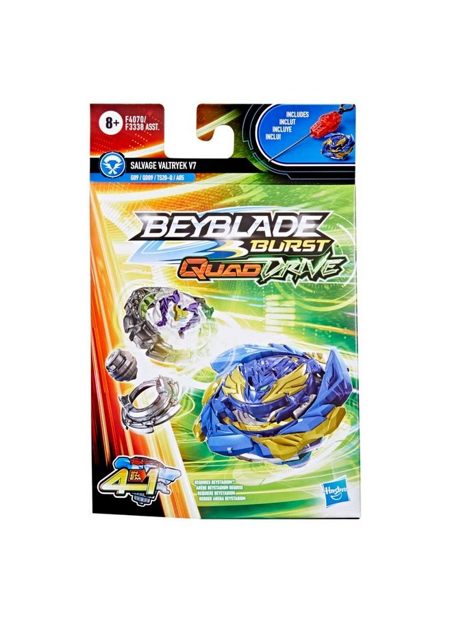 Burst Quaddrive Salvage Valtryek V7 - Beyblade Spinning Top Starter Pack Toy, Beyblade Battling Game Top Toy With Launcher For Kids Ages 8+, Original Beyblade By Hasbro