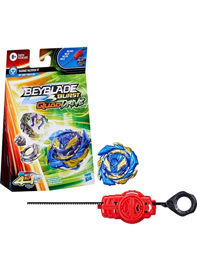 Burst Quaddrive Salvage Valtryek V7 - Beyblade Spinning Top Starter Pack Toy, Beyblade Battling Game Top Toy With Launcher For Kids Ages 8+, Original Beyblade By Hasbro