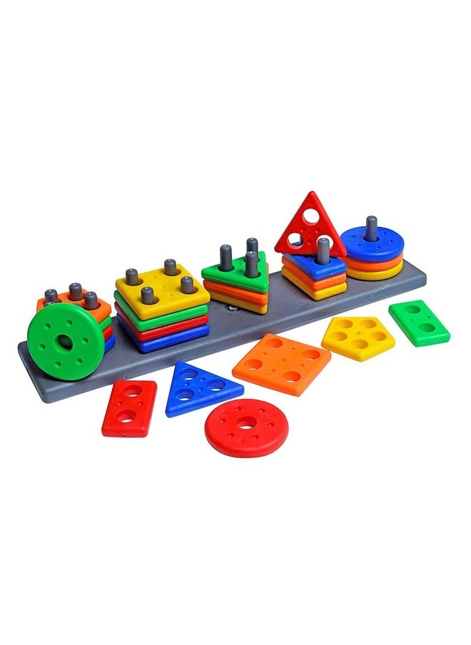 Baby And Toddler Angle Geometric Blocks Stacker Shape Sorter Column Puzzle Stacking Set Toys For 1 Year Old Girl (Multi Color-26 Pieces)