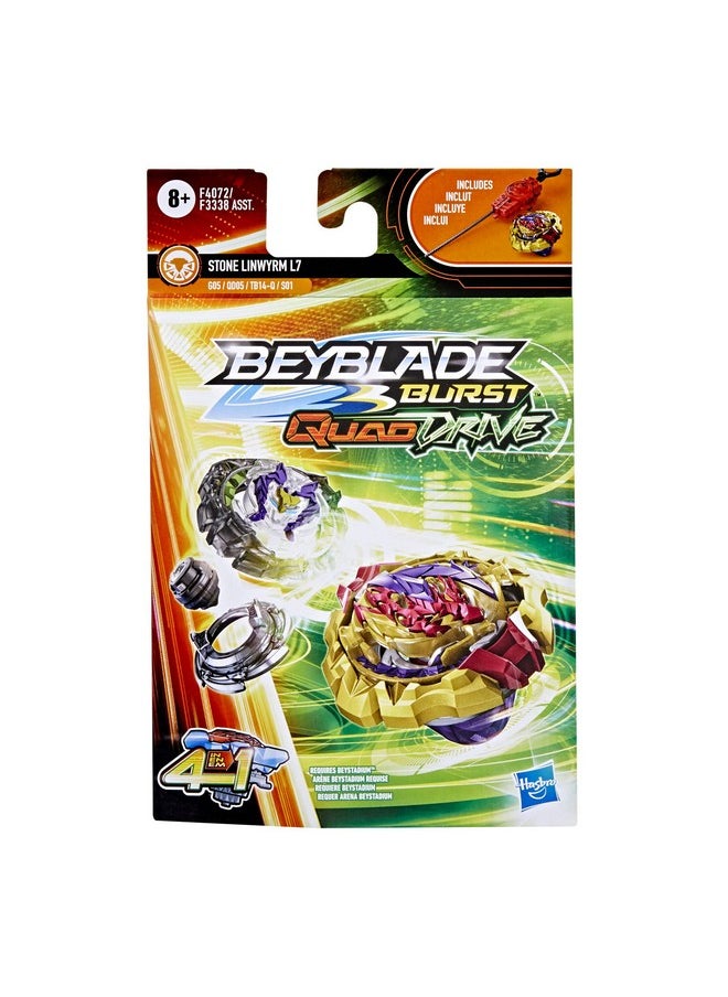 Burst Quaddrive Stone Linwyrm L7 - Beyblade Spinning Top Starter Pack Toy, Beyblade Battling Game Top Toy With Launcher For Kids Ages 8+, Original Beyblade By Hasbro