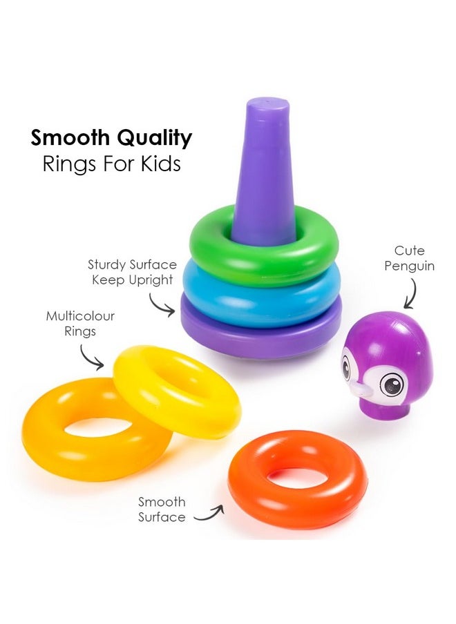 5 In 1 Tiny Tots Gift Set Containing Star Stacker, Penguin Stacking Ring, Stack-N-Spin, Rainbow Spinning Tower & Shape Sorter Cube Toys For Infants & Toddlers