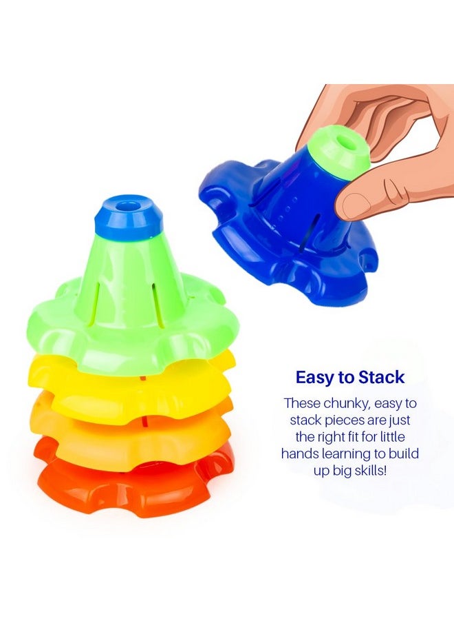 5 In 1 Tiny Tots Gift Set Containing Star Stacker, Penguin Stacking Ring, Stack-N-Spin, Rainbow Spinning Tower & Shape Sorter Cube Toys For Infants & Toddlers