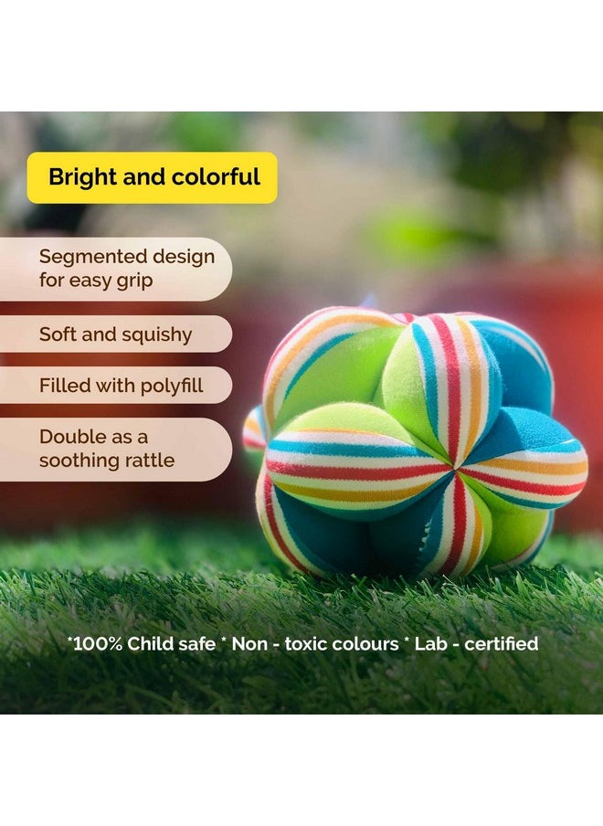 Soft Plush Clutch Ball For Babies With Rattle (0 Month+) | Multicolor | Infant Soft Toys | Pediatrician Approved | Sensory Toys