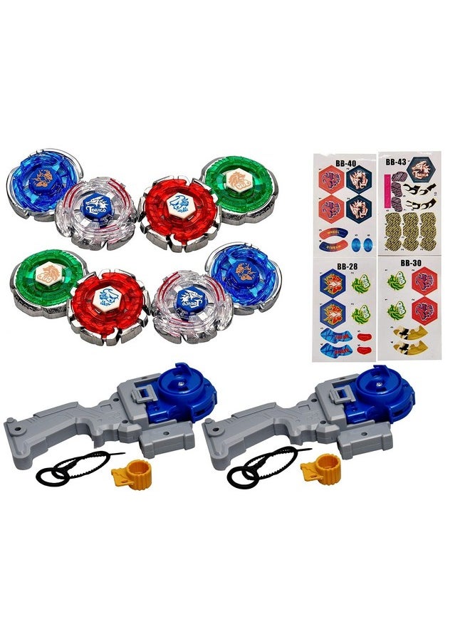 Spinning Top 8 In 1 Metal Bey Combo, Toy Set With 8 Blades And 2 Launchers Toys For Kids