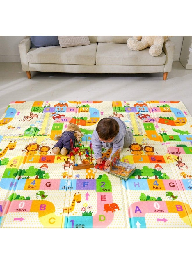 Anti Skid Waterproof Foldable Child Climbing Baby Floor Mat (Multi Colour) (Print May Vary) Extra Large Size 180X200 Cm. 8Mm Thickness. (Multicolor)