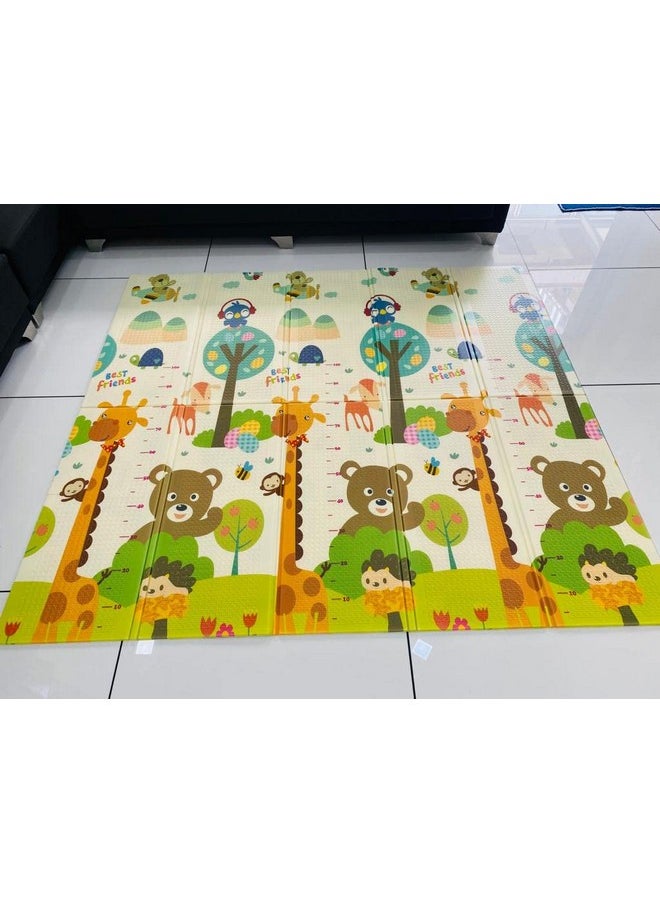 Anti Skid Waterproof Foldable Child Climbing Baby Floor Mat (Multi Colour) (Print May Vary) Extra Large Size 180X200 Cm. 8Mm Thickness. (Multicolor)