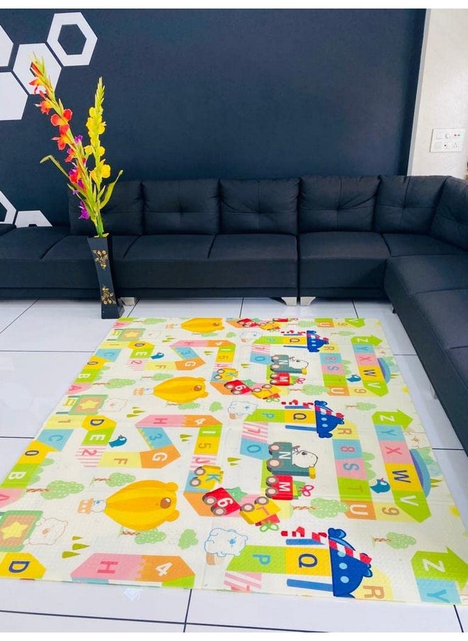 Anti Skid Waterproof Foldable Child Climbing Baby Floor Mat (Multi Colour) (Print May Vary) Extra Large Size 180X200 Cm. 8Mm Thickness. (Multicolor)