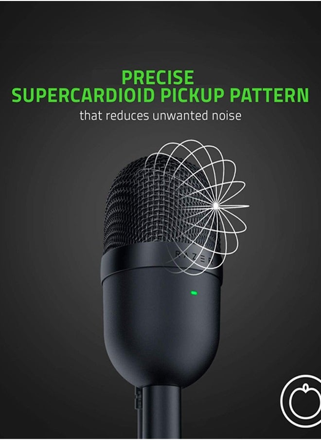 Mini Ultra Compact Condenser Microphone, Ultra-Precise Supercardioid Pickup Pattern, Professional Recording Quality, Ultra-Compact Build, Shock Resistant -  Black