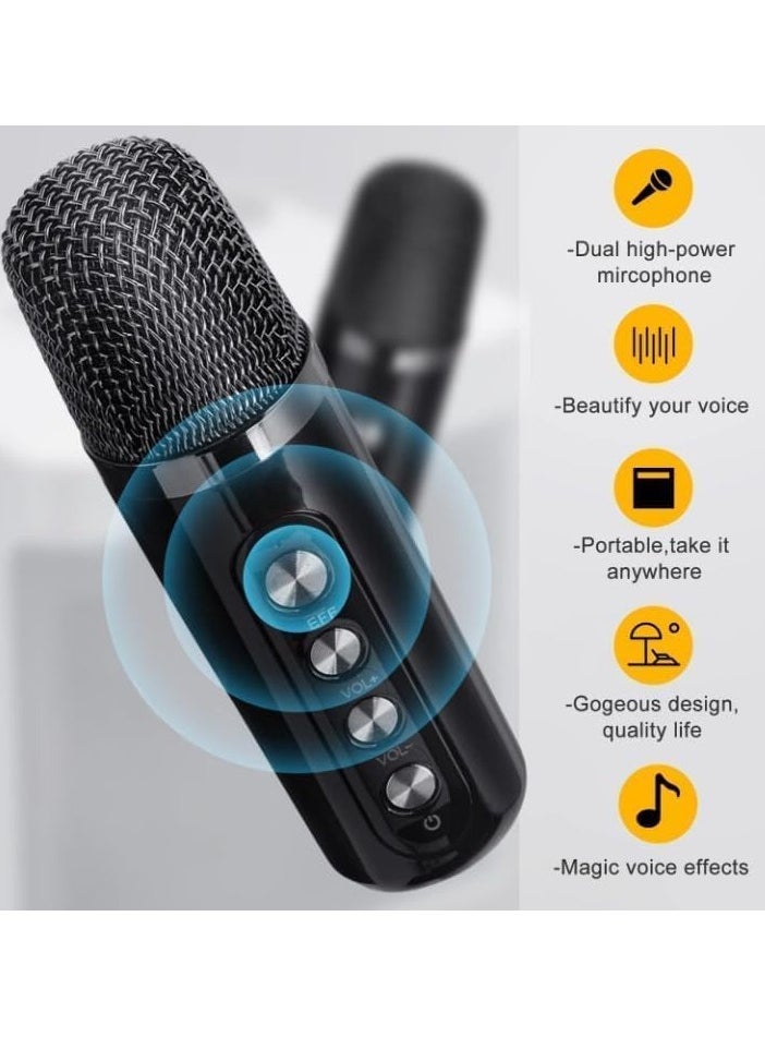 Portable Bluetooth Speaker Karaoke Machine for Adults/Kids - 2 Wireless Microphones, PA System with Echo & Vocal Cut, Bluetooth Karaoke Speaker, Singing Machine for Parties, Christmas, YS-203