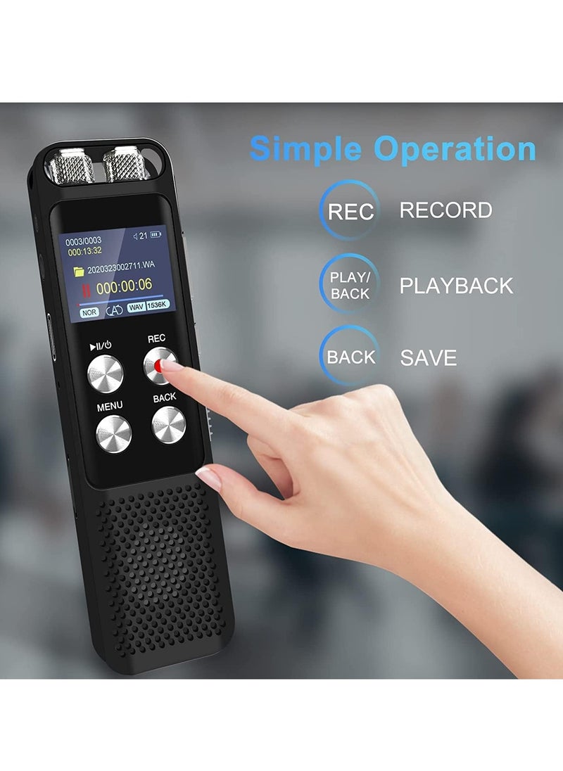 72GB Digital Voice Recorder Voice Activated Recorders with Playback Audio Recording Device with Clip-on Microphone for Lectures Meetings Dictaphone Sound Portable Tape Recorder with Password