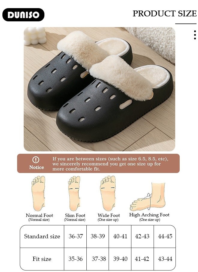 House Slippers for Men and Women,Washable Lined Clogs, Fashion Warm Shoes with Thick Sole, Comfortable Home Fuzzy Slippers, Lightweight Non Slip House Shoes For Cozy Indoor Outdoor