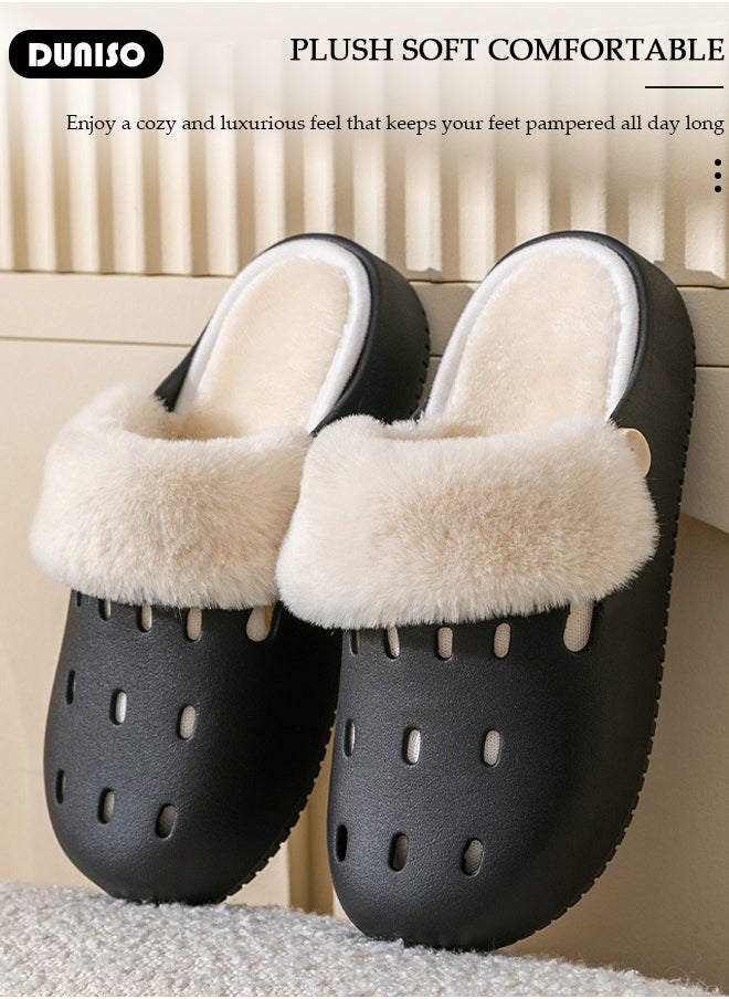 House Slippers for Men and Women,Washable Lined Clogs, Fashion Warm Shoes with Thick Sole, Comfortable Home Fuzzy Slippers, Lightweight Non Slip House Shoes For Cozy Indoor Outdoor