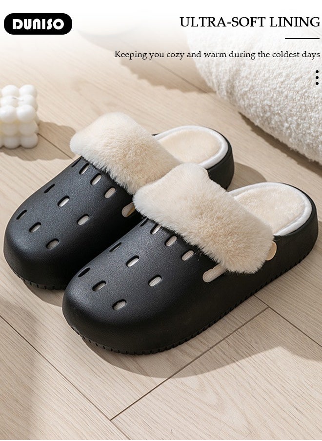 House Slippers for Men and Women,Washable Lined Clogs, Fashion Warm Shoes with Thick Sole, Comfortable Home Fuzzy Slippers, Lightweight Non Slip House Shoes For Cozy Indoor Outdoor