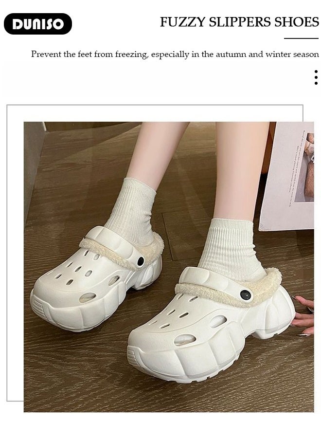 House Slippers for Women,Washable Lined Clogs, Fashion Warm Shoes with Thick Sole, Comfortable Home Fuzzy Slippers, Lightweight Non Slip House Shoes For Cozy Indoor Outdoor