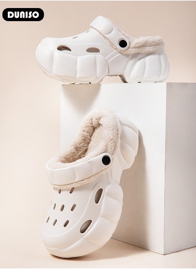 House Slippers for Women,Washable Lined Clogs, Fashion Warm Shoes with Thick Sole, Comfortable Home Fuzzy Slippers, Lightweight Non Slip House Shoes For Cozy Indoor Outdoor