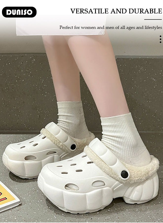 House Slippers for Women,Washable Lined Clogs, Fashion Warm Shoes with Thick Sole, Comfortable Home Fuzzy Slippers, Lightweight Non Slip House Shoes For Cozy Indoor Outdoor