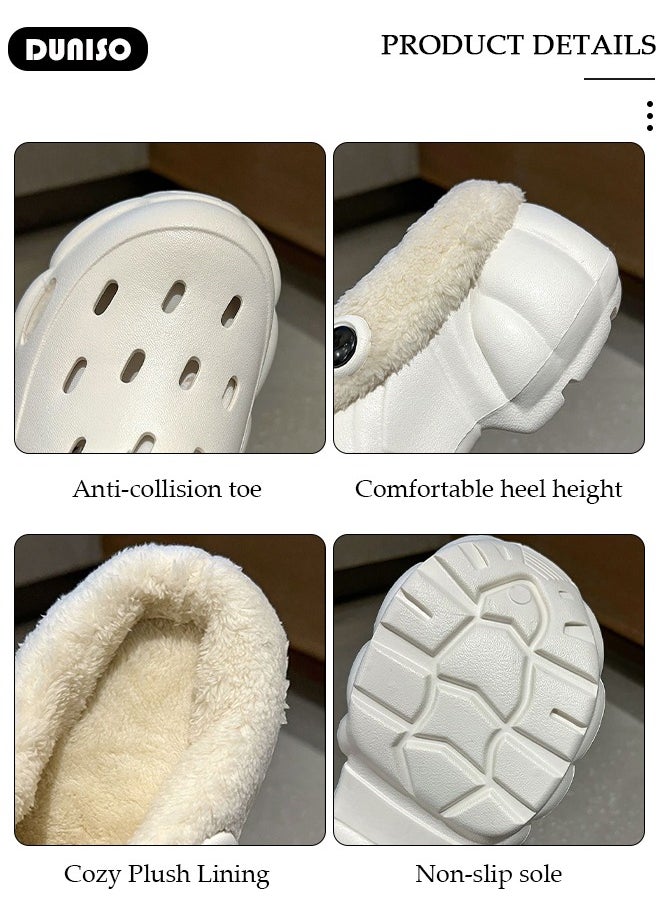 House Slippers for Women,Washable Lined Clogs, Fashion Warm Shoes with Thick Sole, Comfortable Home Fuzzy Slippers, Lightweight Non Slip House Shoes For Cozy Indoor Outdoor