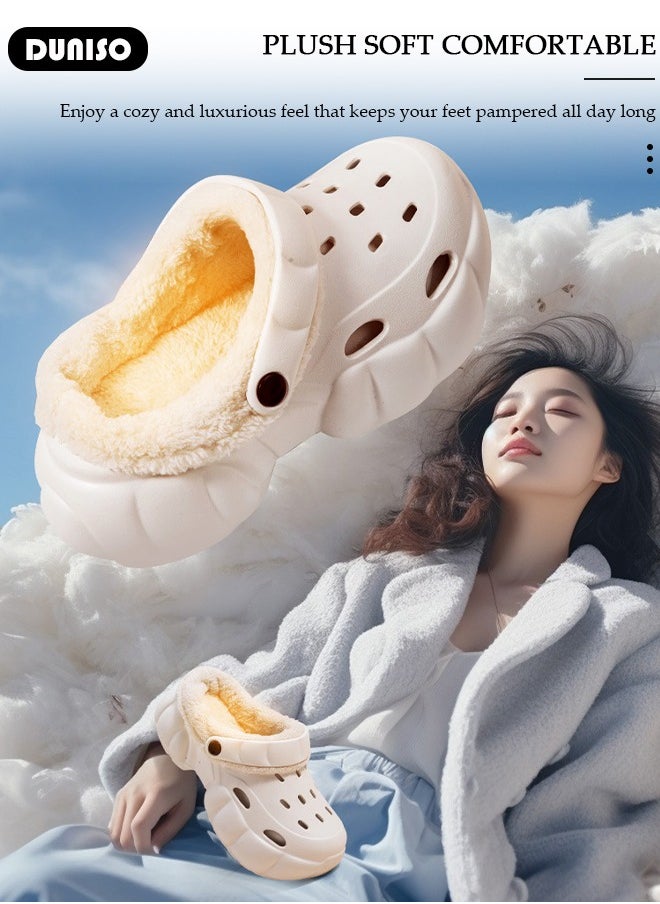 House Slippers for Women,Washable Lined Clogs, Fashion Warm Shoes with Thick Sole, Comfortable Home Fuzzy Slippers, Lightweight Non Slip House Shoes For Cozy Indoor Outdoor