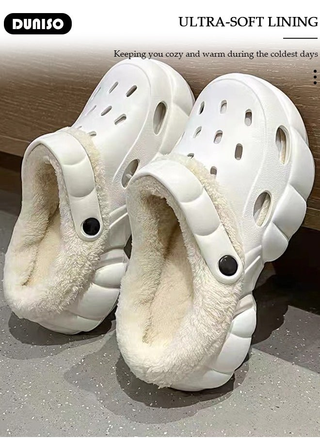 House Slippers for Women,Washable Lined Clogs, Fashion Warm Shoes with Thick Sole, Comfortable Home Fuzzy Slippers, Lightweight Non Slip House Shoes For Cozy Indoor Outdoor