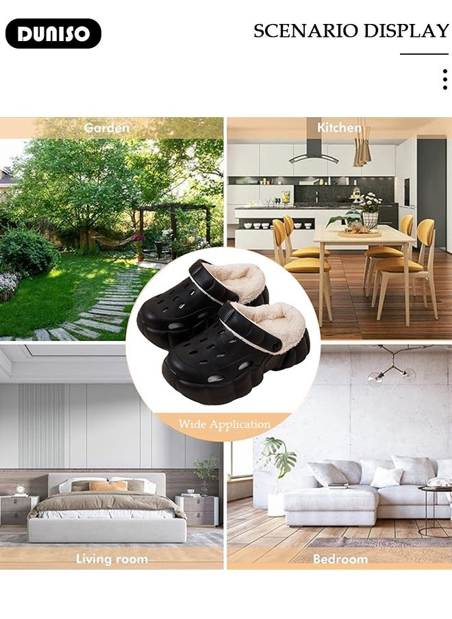 House Slippers for Women,Washable Lined Clogs, Fashion Warm Shoes with Thick Sole, Comfortable Home Fuzzy Slippers, Lightweight Non Slip House Shoes For Cozy Indoor Outdoor
