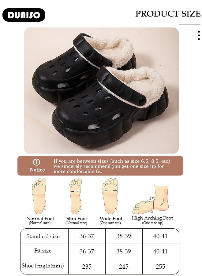 House Slippers for Women,Washable Lined Clogs, Fashion Warm Shoes with Thick Sole, Comfortable Home Fuzzy Slippers, Lightweight Non Slip House Shoes For Cozy Indoor Outdoor