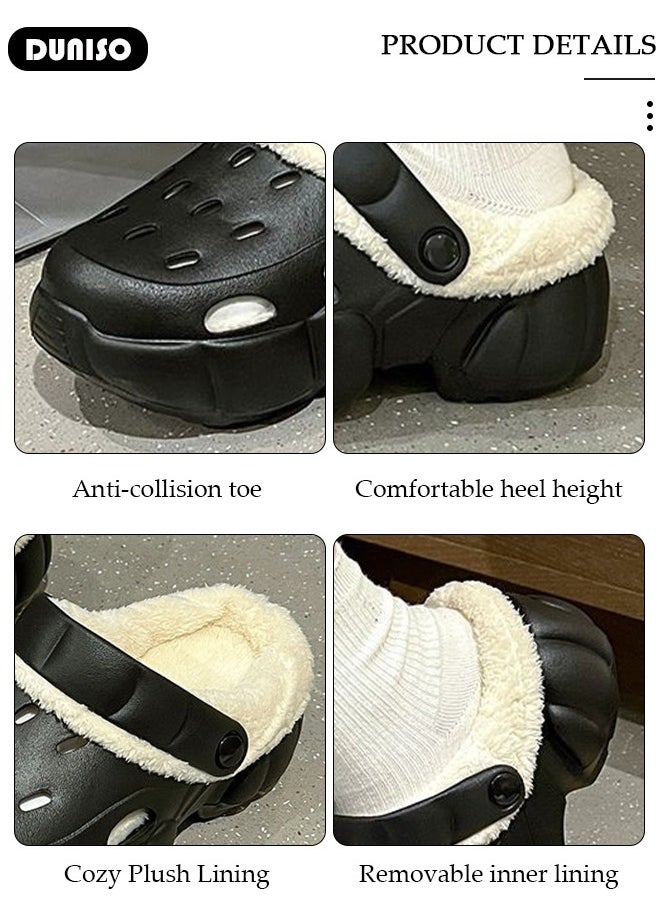 House Slippers for Women,Washable Lined Clogs, Fashion Warm Shoes with Thick Sole, Comfortable Home Fuzzy Slippers, Lightweight Non Slip House Shoes For Cozy Indoor Outdoor
