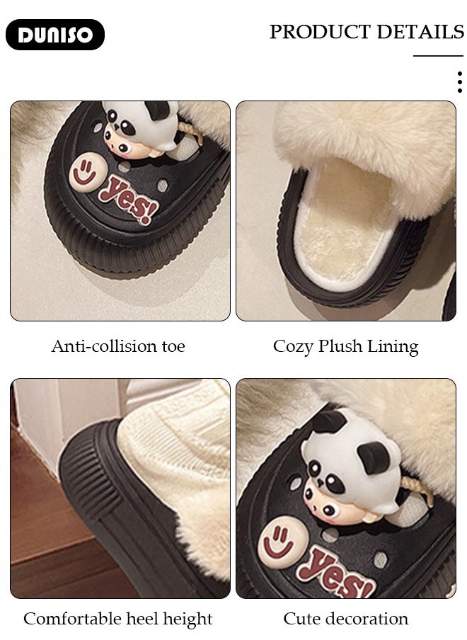 House Slippers for Women,Washable Lined Clogs, Fashion Warm Shoes with Thick Sole, Comfortable Home Fuzzy Slippers, Lightweight Non Slip House Shoes For Cozy Indoor Outdoor