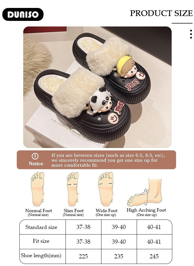 House Slippers for Women,Washable Lined Clogs, Fashion Warm Shoes with Thick Sole, Comfortable Home Fuzzy Slippers, Lightweight Non Slip House Shoes For Cozy Indoor Outdoor