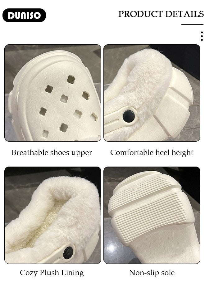 House Slippers for Men and Women,Washable Lined Clogs, Fashion Warm Shoes with Thick Sole, Comfortable Home Fuzzy Slippers, Lightweight Non Slip House Shoes For Cozy Indoor Outdoor