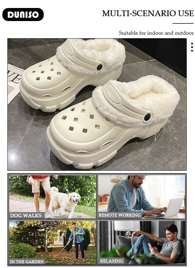House Slippers for Men and Women,Washable Lined Clogs, Fashion Warm Shoes with Thick Sole, Comfortable Home Fuzzy Slippers, Lightweight Non Slip House Shoes For Cozy Indoor Outdoor