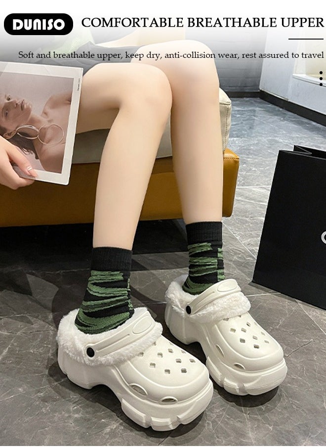 House Slippers for Men and Women,Washable Lined Clogs, Fashion Warm Shoes with Thick Sole, Comfortable Home Fuzzy Slippers, Lightweight Non Slip House Shoes For Cozy Indoor Outdoor