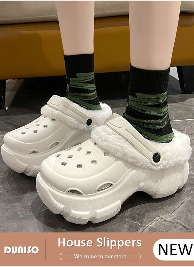 House Slippers for Men and Women,Washable Lined Clogs, Fashion Warm Shoes with Thick Sole, Comfortable Home Fuzzy Slippers, Lightweight Non Slip House Shoes For Cozy Indoor Outdoor