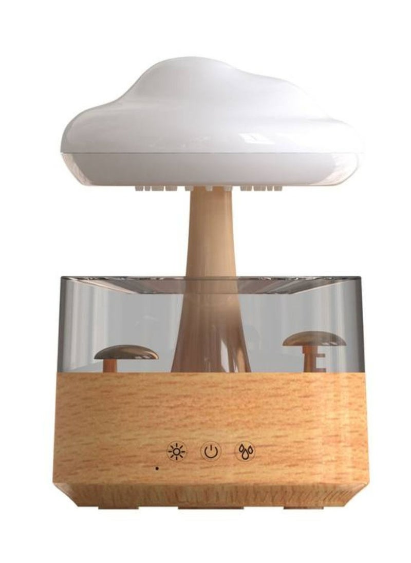 Rain Cloud Diffuser, 3 Rainfall Modes, Colorful Ambiance Lights, Automatic Shutdown, Simulated Raindrop, Timing Protection, Anti Spill, 300mL Capacity - Wood