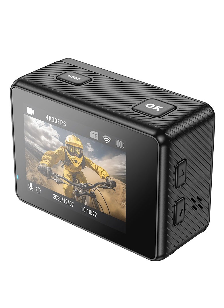 hoco DV101 Dual Color Screen Sports Camera – 4K/30fps Video, 16MP Photos, 30M Waterproof, WiFi Connectivity